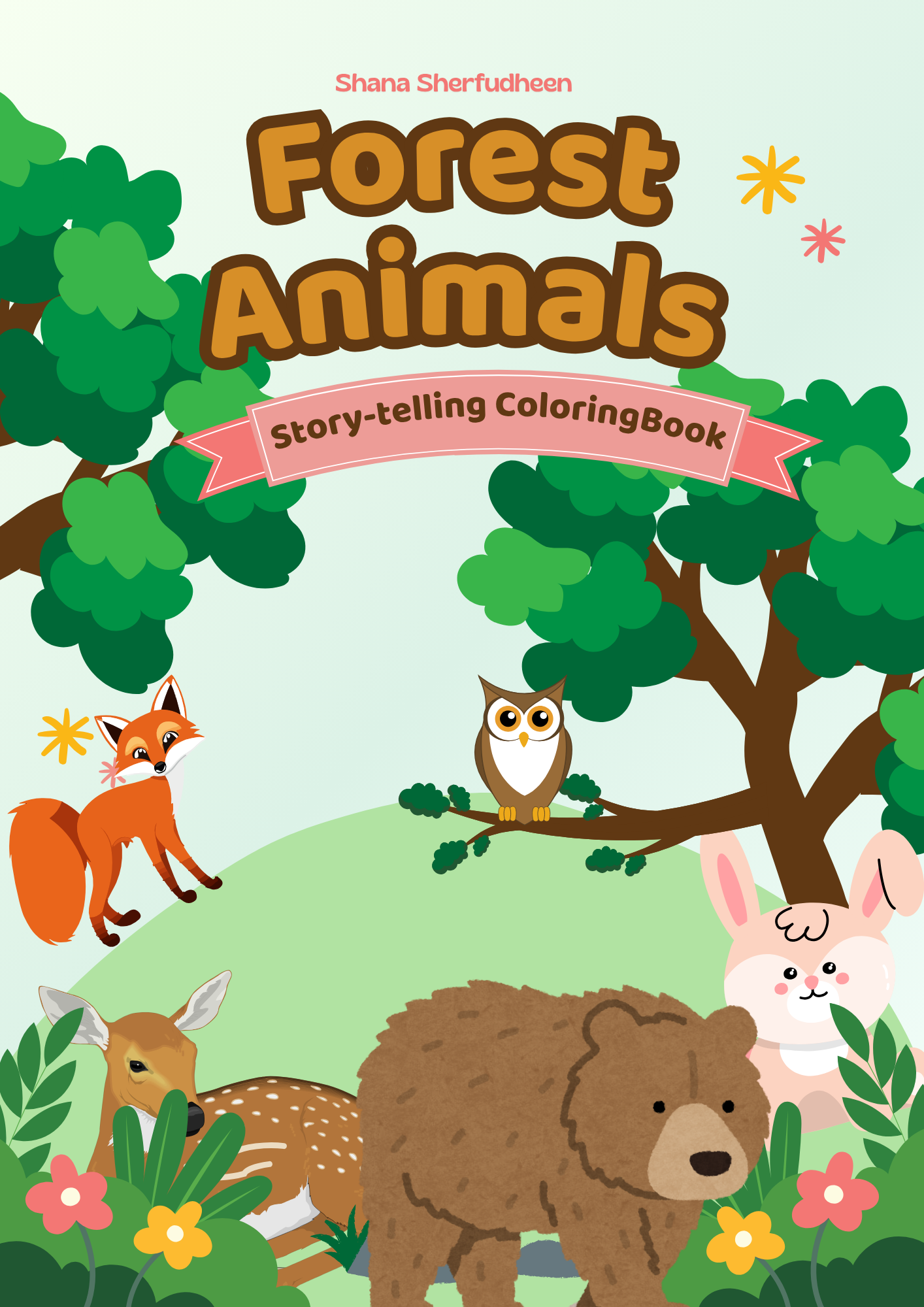 Four Friends: A Storytelling Coloring Journey with Cute Forest Animals